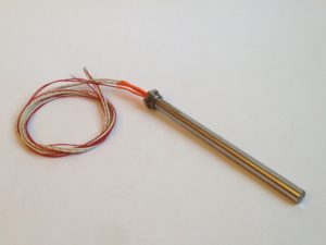 Cartouche chauffante moyenne charge avec thermocouple incorporé et raccord fileté.