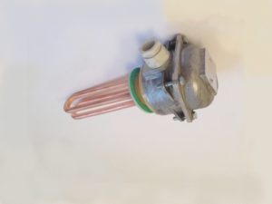 Thermoplongeur à visser avec bouchon en laiton et joint fibre, pour chauffage d'eau du réseau.