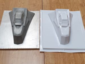 Exemple de réalisation de thermoformage réalisé sur la thermoformeuse semi-automatique 700 x 500 - SCIENTAX. // Example of thermoforming realised on the semi-automatic thermoforming machine 700 x 500 - SCIENTAX.